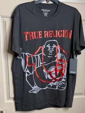 True Religion Men's Black Buddha Graphic T-Shirt Size L NWT